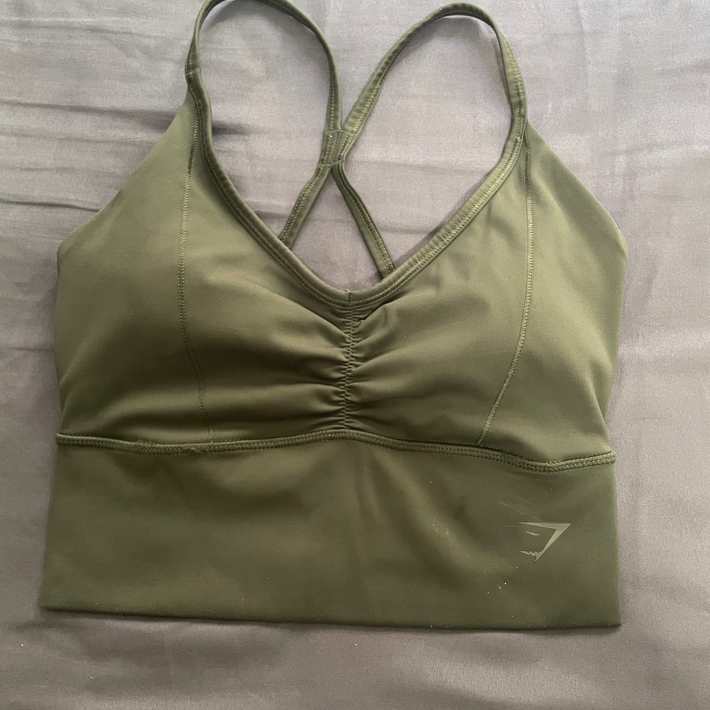 Gymshark Green Sports Bra with Crossed Straps